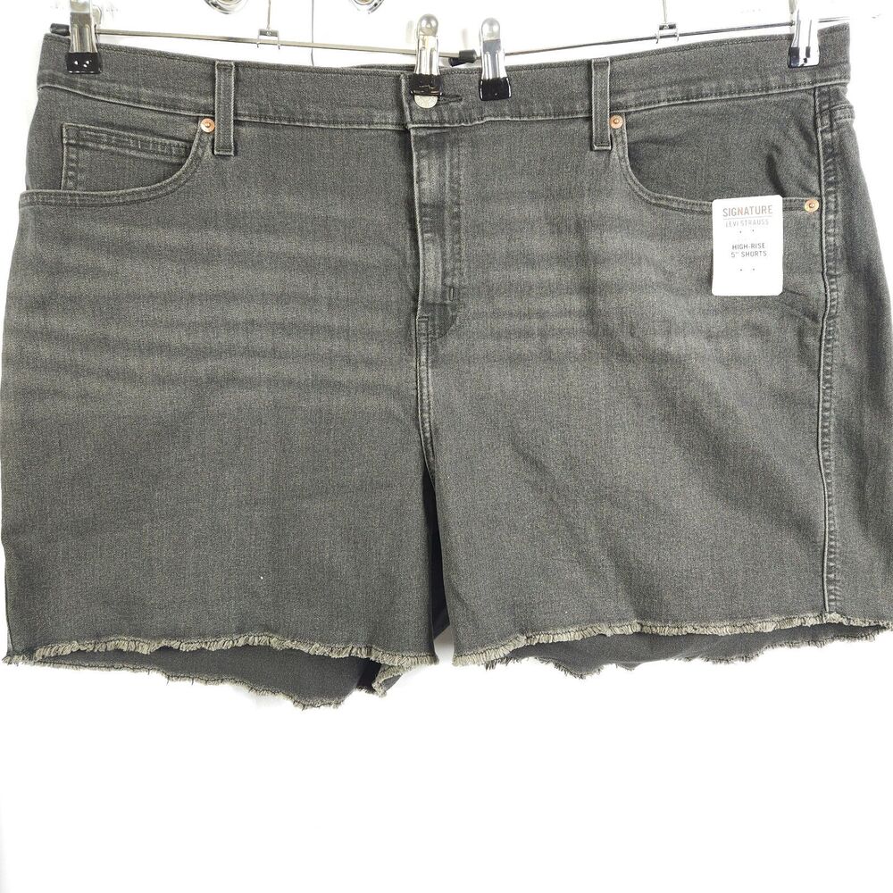 NWT Levi Strauss Women's Heritage High-Rise Gray Jean Shorts Jorts 26 Frayed Hem